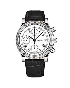 Men's Telemeter Chronograph Leather White Dial Watch