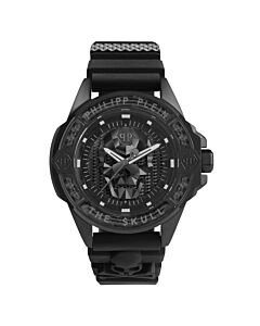 Men's The Skull Silicone Black Carbon Fiber Dial Watch