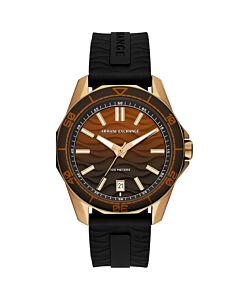 Men's Three Hand Date Silicone Brown Dial Watch