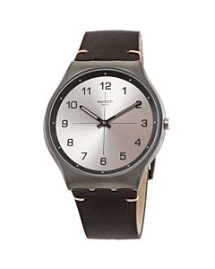 Men's Time To Trovalise Leather Silver Dial Watch