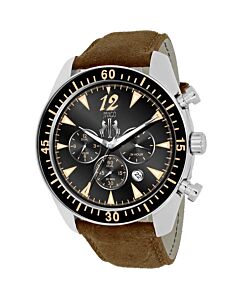 Men's Timeless Chronograph Leather Black Dial Watch
