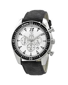 Men's Timeless Chronograph Leather Silver Dial Watch