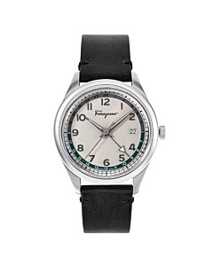 Men's Timeless Leather Silver Dial Watch