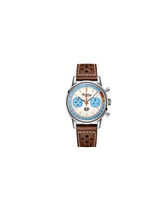 Men's Top Time Chronograph Leather White Dial Watch