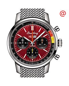 Men's Top Time Chronograph Stainless Steel Red Dial Watch