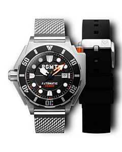 Men's Torpedo Stainless Steel Mesh / Extra Silicon Strap Black Dial Watch