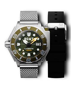 Men's Torpedo Stainless Steel Mesh Green Dial Watch