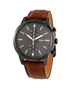 Men's Townsman Chronograph Leather Gray Dial Watch