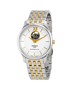 Men's Tradition Powermatic 80 Two-tone (Silver and Gold PVD) Stainless Steel Silver Open Heart Dial