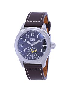 Men's Trainmaster Leather Black Dial Watch