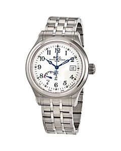 Men's Trainmaster Stainless Steel White Dial Watch