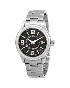 Men's Trainmaster Voyager GMT Stainless Steel Black Dial Watch