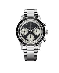Men's Tricompax Chronograph Stainless Steel Black Dial Watch