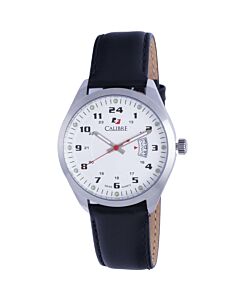 Men's Trooper Calfskin Leather White Dial Watch
