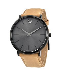 Men's Ultra Slim (Calfskin) Leather Grey Dial Watch