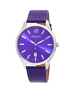 Men's Urban Leather Purple Dial Watch