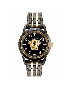 Men's V-Palazzo Stainless Steel Black with 3D Medusa Dial Watch