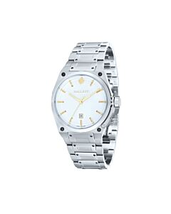 Men's Valiant Stainless Steel Silvery White Dial Watch
