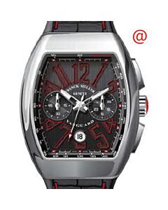 Men's Vanguard Chronograph Leather Black Dial Watch