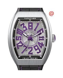 Men's Vanguard Crazy Hours Alligator Silver-tone Dial Watch