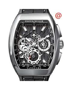 Men's Vanguard Grande Date Chronograph Alligator Black Dial Watch
