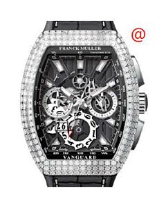 Men's Vanguard Grande Date Chronograph Alligator Black Dial Watch