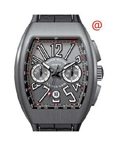 Men's Vanguard Grande Date Chronograph Alligator Grey Dial Watch