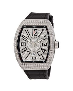 Men's Vanguard Leather and Rubber Diamond Dial Watch