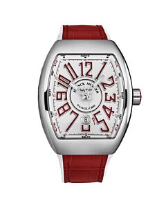 Men's Vanguard Leather White Dial Watch