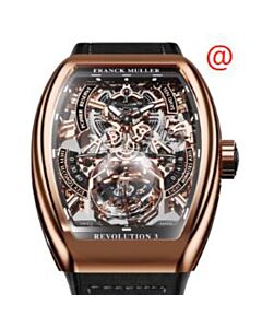 Men's Vanguard Revolution 3 Leather Transparent Dial Watch