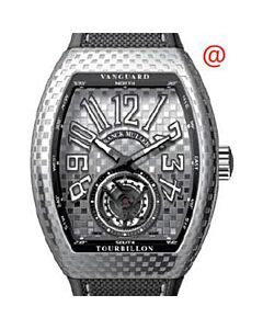 Men's Vanguard Tourbillon Leather Silver-tone Dial Watch