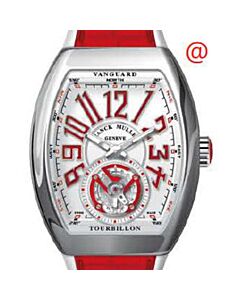 Men's Vanguard Tourbillon Leather White Dial Watch