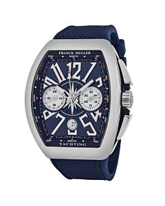 Men's Vanguard Yachting Chronograph Rubber with a Blue Leather Top Blue Dial Watch
