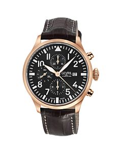 Men's Vaughn Chronograph Genuine Leather Black Dial Watch