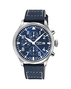 Men's Vaughn Chronograph Genuine Leather Blue Dial Watch