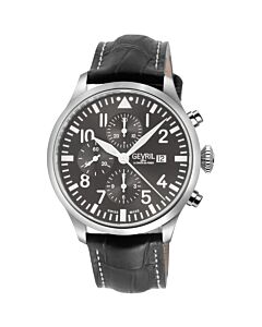 Men's Vaughn Chronograph Genuine Leather Grey Dial Watch
