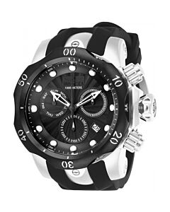 Men's Venom Chronograph Silicone and Stainless Steel Black Dial Watch