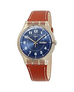 Men's Vent Brulant Leather Blue Dial Watch