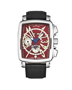 Men's Vialarga Chronograph Leather Red Dial Watch
