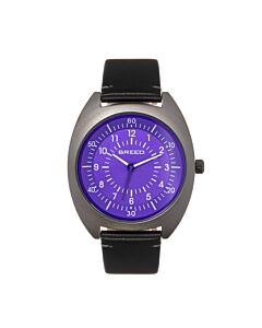Men's Victor Leather Purple Dial Watch