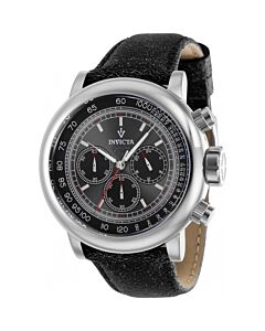 Men's Vintage Chronograph Leather Gunmetal and Black Dial Watch