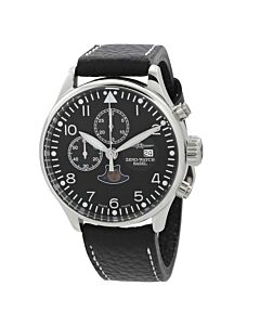 Men's VintageLine Chronograph Leather Black Dial Watch