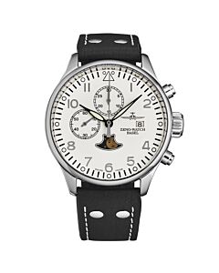 Men's VintageLine Chronograph Leather White Dial Watch