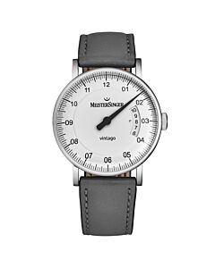 Men's Vintago Leather Silver-tone Dial Watch