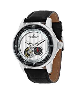 Men's Viscay Leather White (Open Heart) Dial Watch