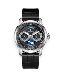 Men's Waldhoff Olympus Leather Black Dial Watch