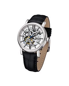 Men's Wall Street Genuine Leather White Dial Watch