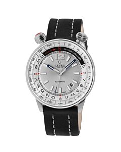 Men's Wallabout Genuine Leather Silver-tone Dial Watch