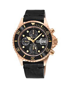 Men's Wallstreet Chronograph Leather Black Dial Watch