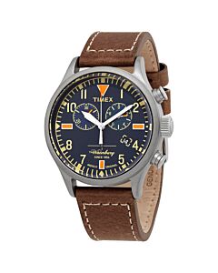 Men's Waterbury Chronograph Leather Blue Dial Watch